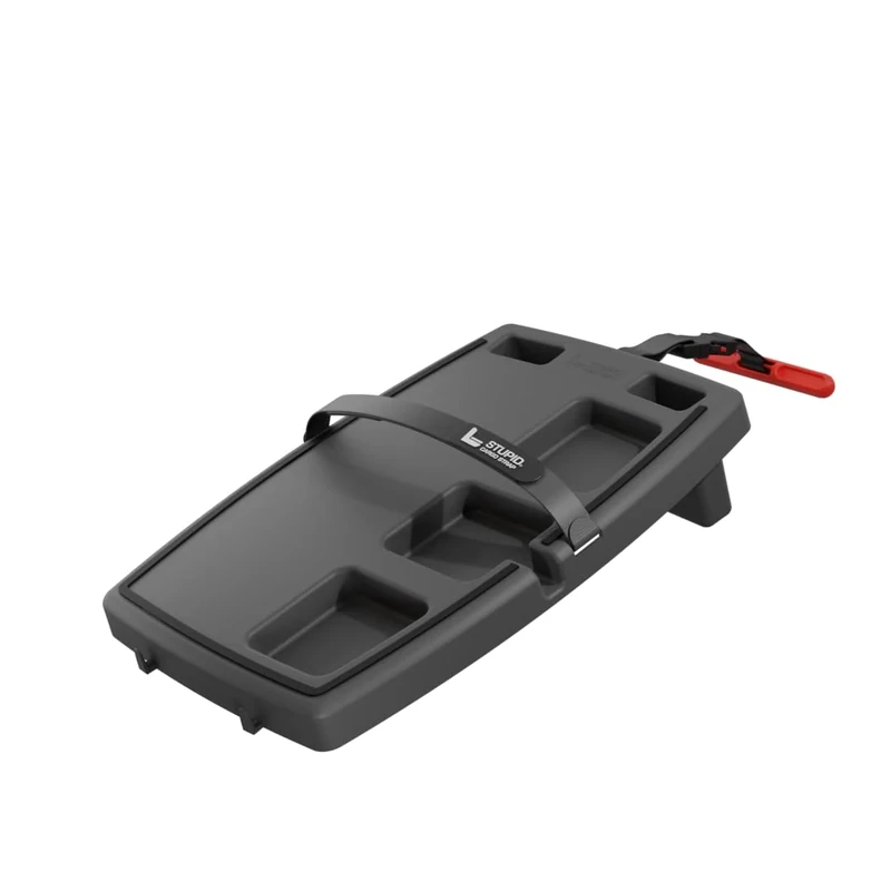 STUPID Car Anti-Slip Multi-Compartment Car Organizer & Food Tray with Cargo Straps & Hooks, Gray/Black