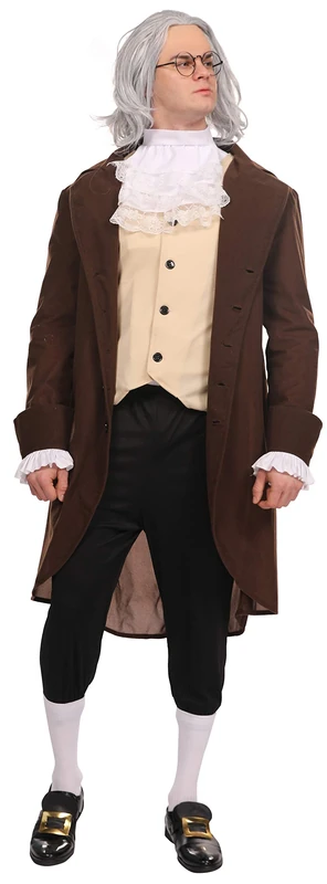 Maxim Party Supplies Adult Benjamin Franklin Deluxe Colonial Costume For Men 5 Piece Outfit (Large) - Image 1