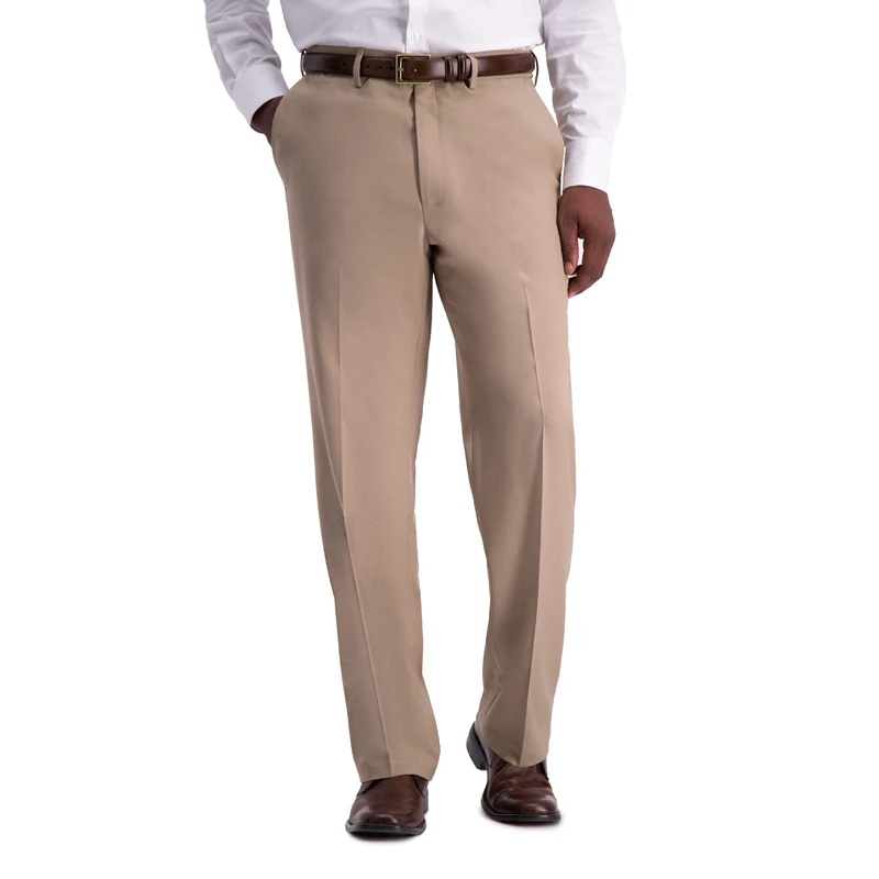 Haggar mensHD00650Premium Comfort Classic Fit Flat Front Expandable Waist Pant Dress Pants - Beige - 38W x 34L
