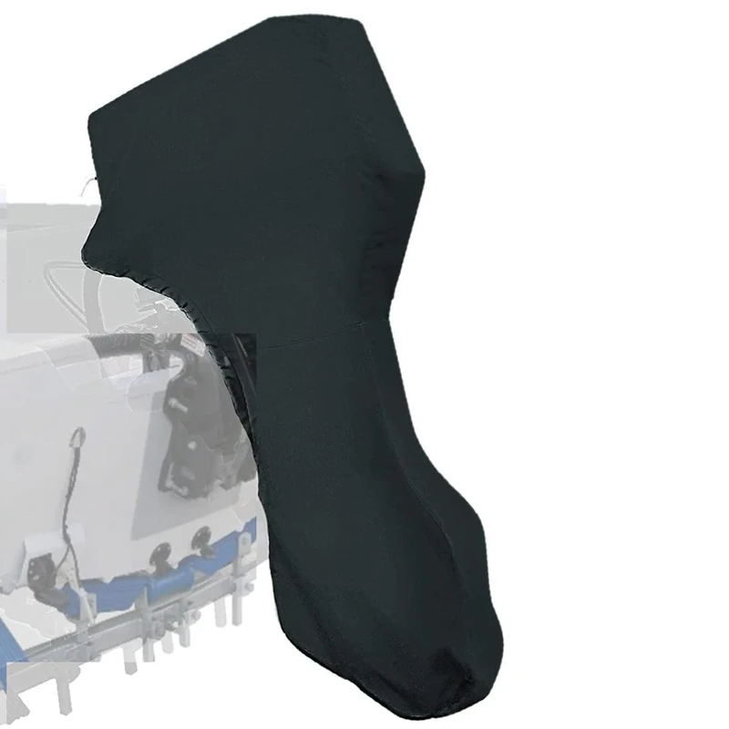 Coverify Full Outboard Motor Cover Black Heavy Duty 600D Waterproof Oxford Fabric Motor Hood Cover Boat Engine Cover with Windproof Strap(250-350 HP)