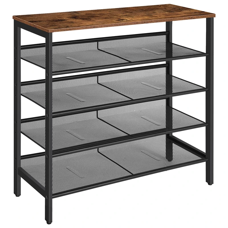 HOOBRO 5-Tier Shoe Rack, 75x30x85 cm, Rustic Brown - EBF01XJ01