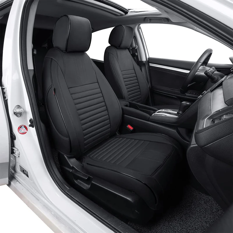 EKR Custom Car Seat Covers for Select Honda Civic Sedan 2016 2017 2018 2019 2020 2021 (Rear Row 60/40 Split Bench) - Leatherette (Black)