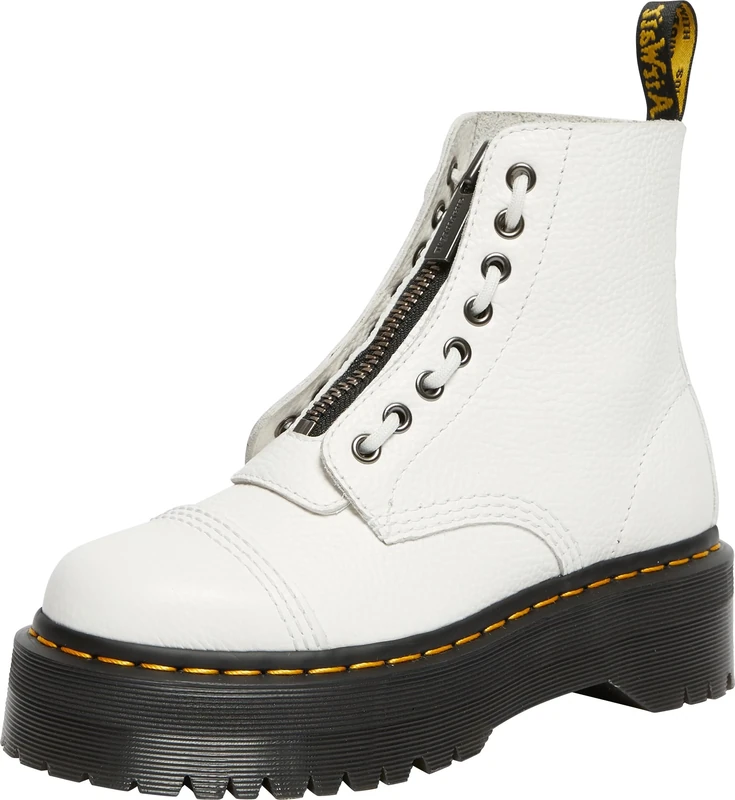 Dr. Martens Unisex Sinclair 8 Eye Platform Boots, White Milled Nappa Leather, 7 UK