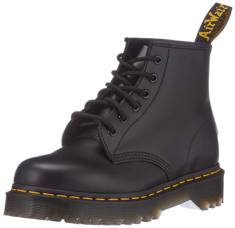 Dr. Martens Unisex 6 Eye Combat Boot, Black Smooth, 6 UK