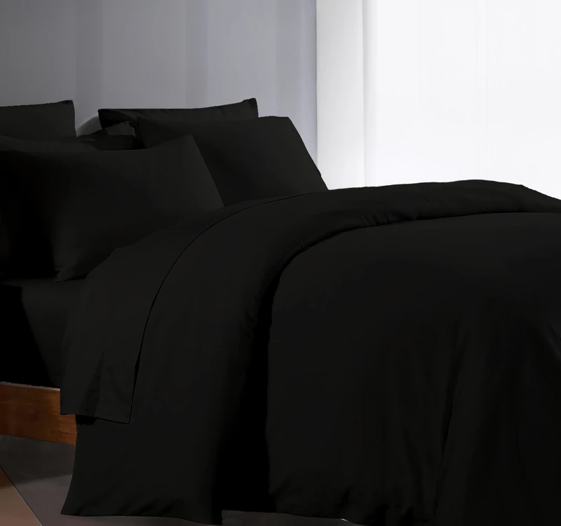 Queen Size Duvet Cover Set For Comforter 1000 Thread Count 100% Egyptian Cotton Long Staple Quilt 1 Duvet Cover 2 Pillow Shams Solid Pattern Silky Soft, Breathable Cover Set 3 Piece Set(Black)