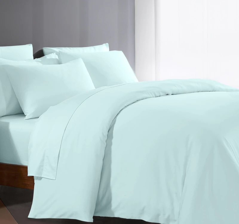 100% Egyptian Cotton Duvet Cover Queen Full Size Long Staple Egyptian Cotton Quilt Cover, Silky Soft, Breathable with Hidden Zipper Closure 1 Piece Duvet Cover (Aqua Blue)