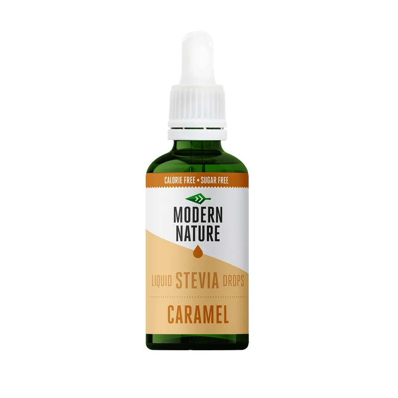 Modern Nature Caramel Flavour Drops - Liquid Stevia Drops Sweetner - Zero Calorie Sugar Free Coffee Syrup Alternative – For Flavoured Coffee, Protein Powder, Yoghurt, Tea – Vegan, Keto Sweetener 50ml