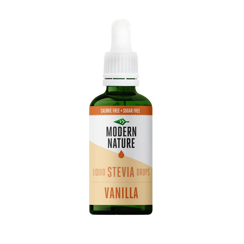 Modern Nature Vanilla Flavour Drops - Liquid Stevia Drops Sweetner - Zero Calorie Sugar Free Coffee Syrup Alternative – For Flavoured Coffee, Protein Powder, Yoghurt, Tea – Vegan, Keto Sweetener 50ml