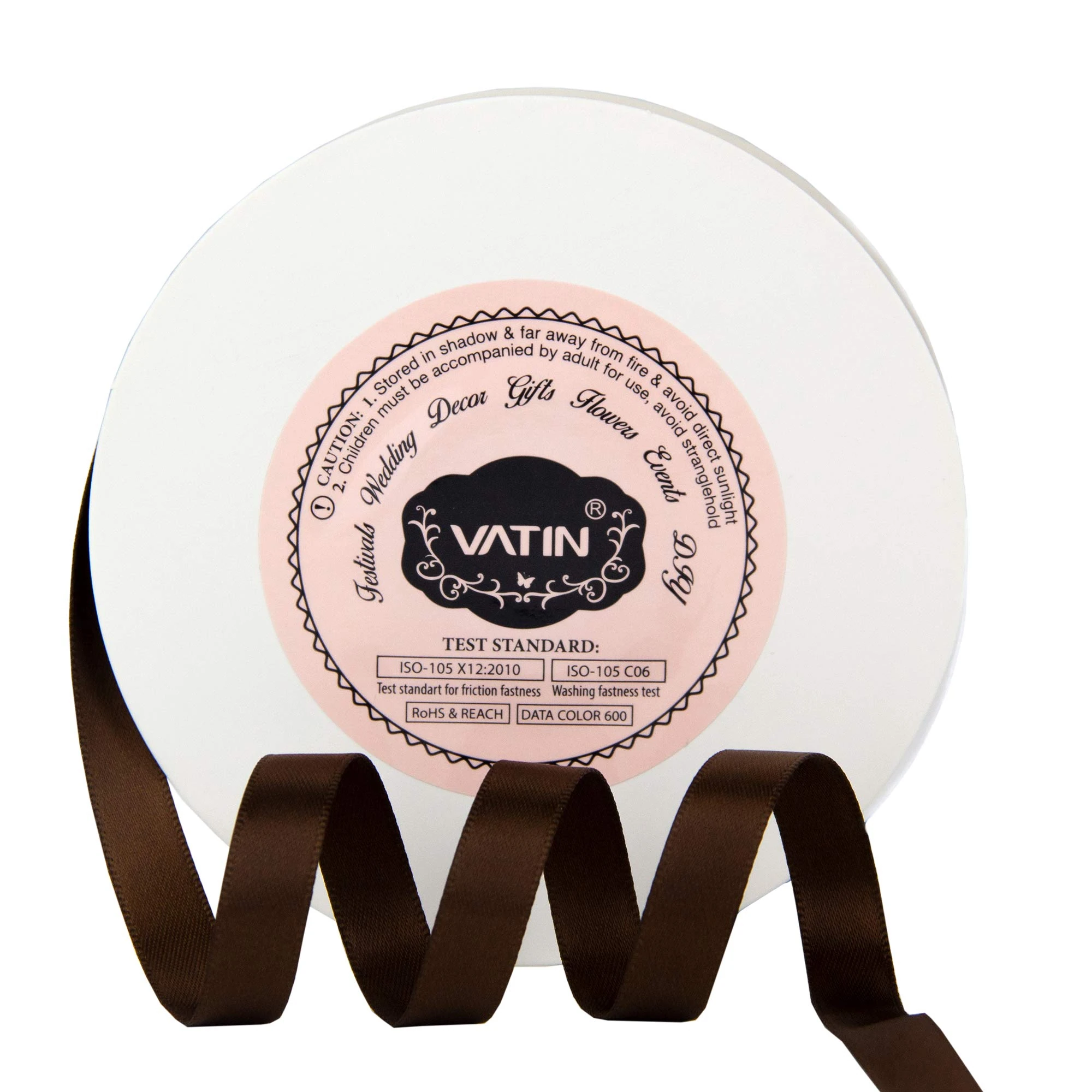 VATIN 10mm Double Faced Deep Brown Polyester Satin Ribbon - 45 Metre for Gift Wrapping Ornaments Party Favor Braids Baby Shower Decoration Floral Arrangement Craf Supplies