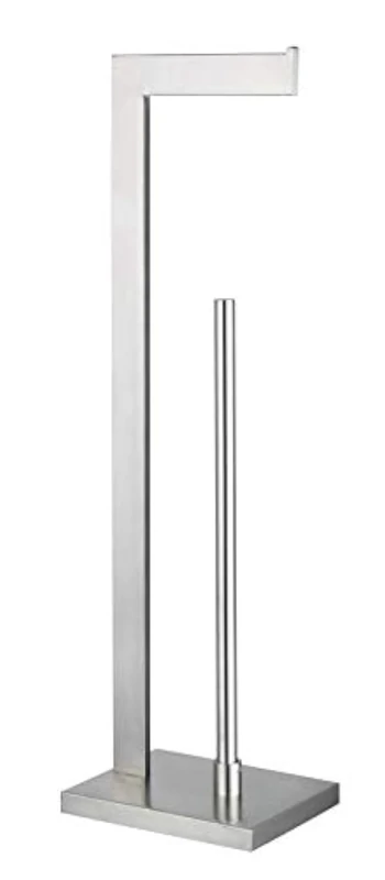 GERZWY Toilet Paper Holder Free Standing with Reserve, SUS 304 Stainless Steel Lavatory Tissue Roll Holder Floor Stand Storage Brushed Finish DZY004-LS