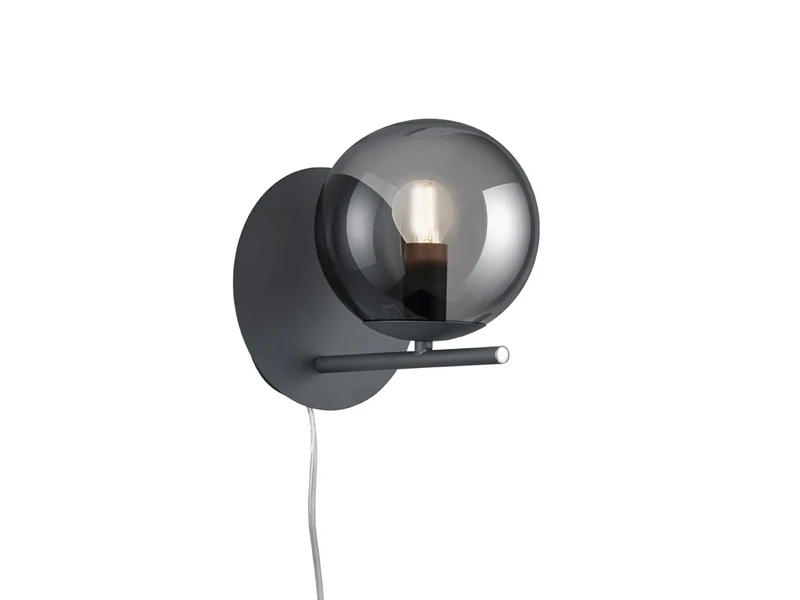Trio Leuchten Pure 202000142 Wall Light Metal Anthracite Smoked Glass Excl. 1x E14