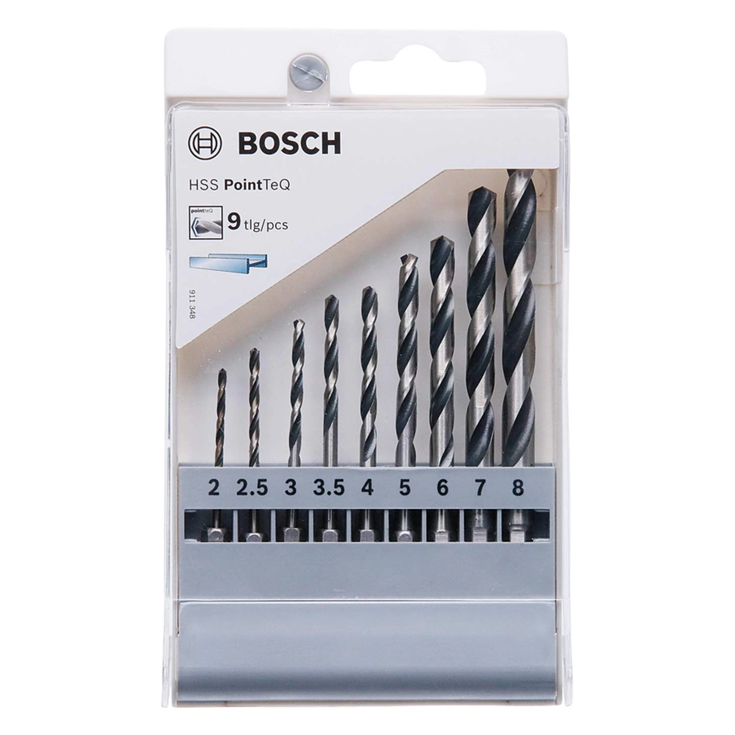 Bosch Professional 9pc PointTeQ Hex Drill Bit Set (for Metal, Ø: 2-8 mm, Total Length: 60-117 mm, ¼’’ Hex Shank, Accessory for Impact Drivers and Drill Drivers)