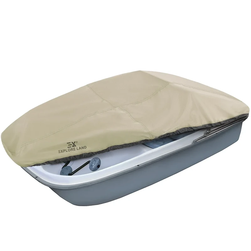 Explore Land Pedal Boat Cover - Waterproof Heavy Duty Outdoor 3 or 5 Person Paddle Boat Protector (Tan)
