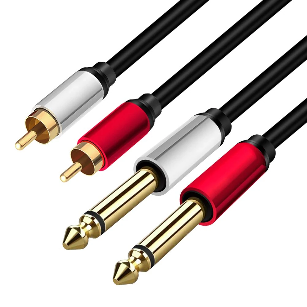 Yeung Qee 2 x 6.35 mm to 2RCA Cable,Dual 1/4 inch TS Stereo Jack Male to 2 RCA Male Stereo Audio Cable Splitter Adapter (3M)