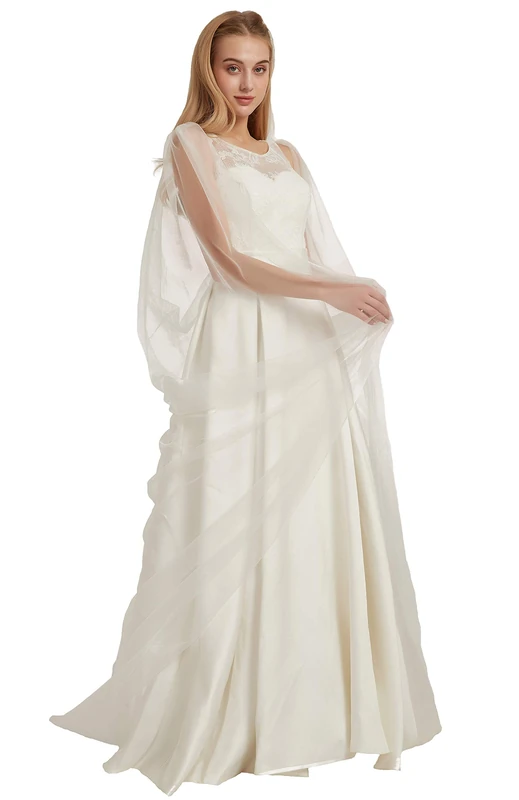 Leimandy Bridal Shoulder Cape Veil Tulle Church Chapel Wedding Veil, Ivory, One Size