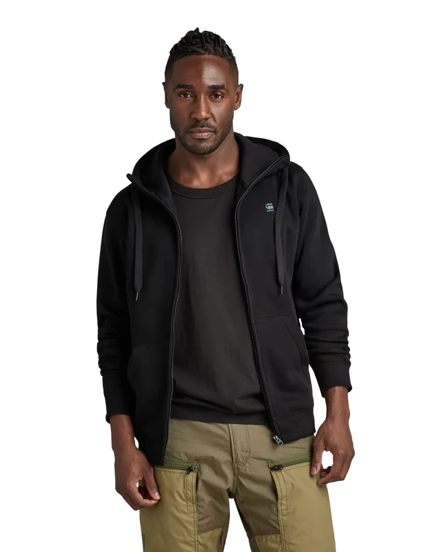 G-STAR Men's Premium Core Hoodie Zip Sweater, Black (dk black D16122-C235-6484), XS