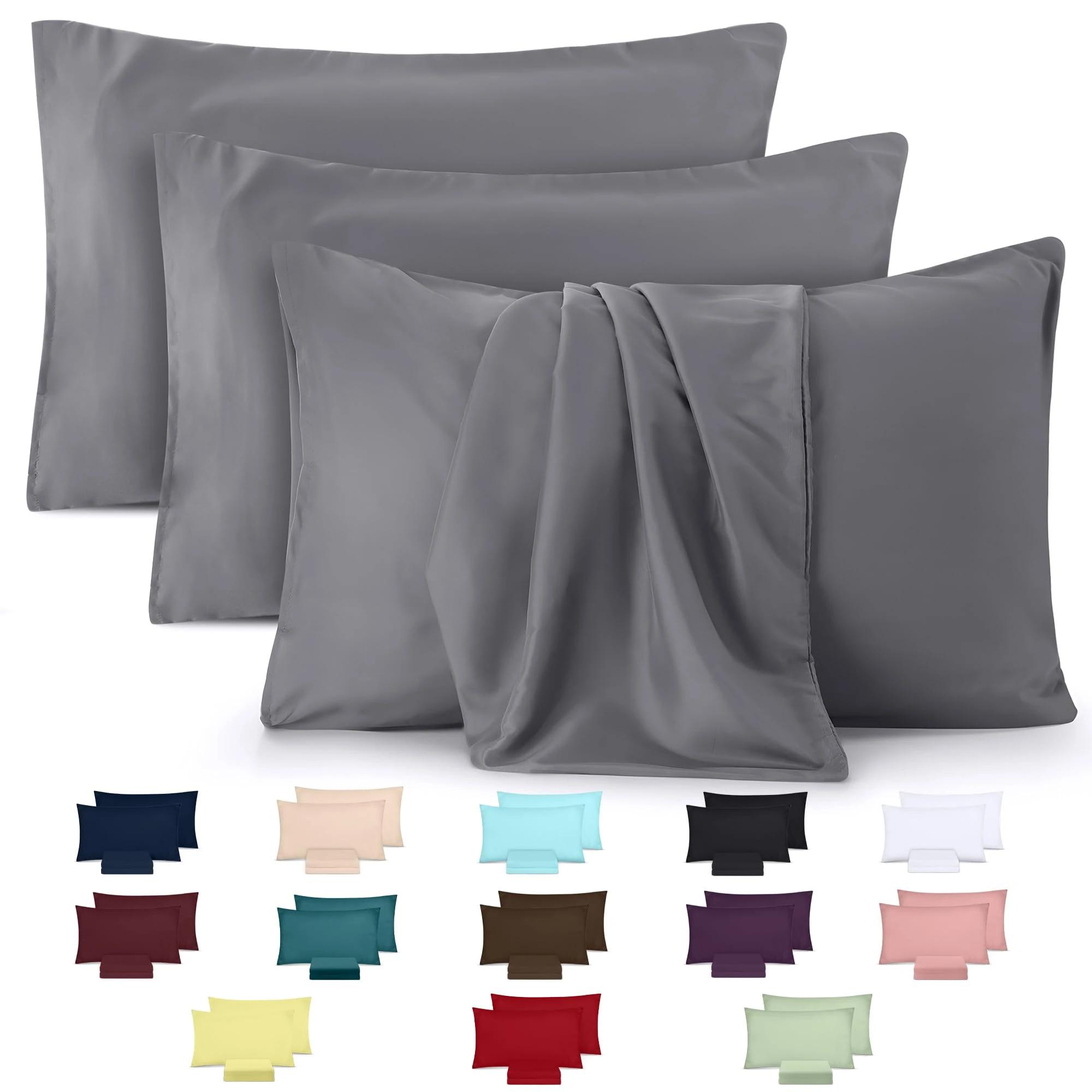 Utopia Bedding - 4 Pack Pillow Cases - OEKO-TEX - Standard Size 50x75 cm - 100% Brushed Microfiber Pillowcases with Envelope Closure, pillows not included - Wrinkle, Fade, & Stain Resistant - Grey