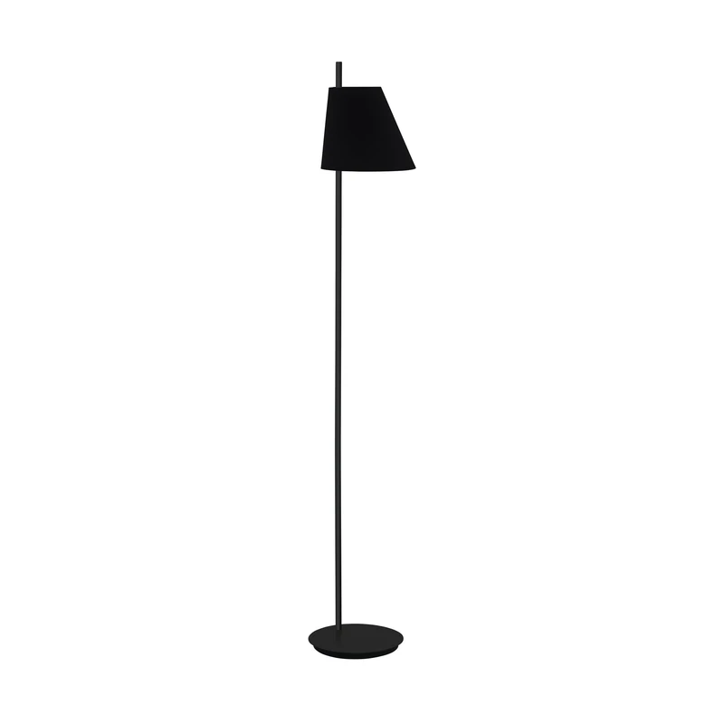 Eglo Floor Lamp Estaziona, Single-Light Floor lamp, Standing lamp Made of Steel and Textile, Living Room lamp in Black, lamp with Foot Switch, E27 Socket
