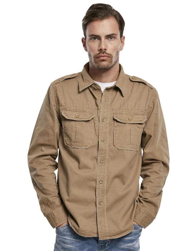 Brandit Vintage Shirt Long Sleeve, color: camel, size: M