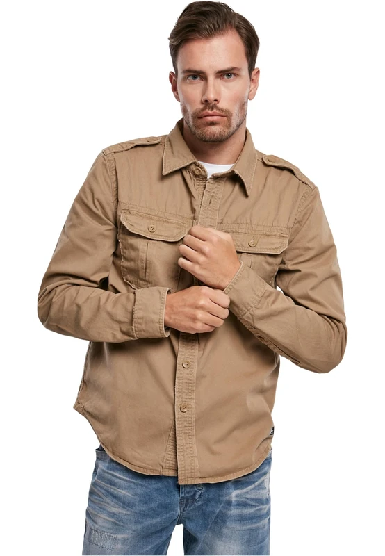 Brandit Vintage Shirt Long Sleeve, color: camel, size: XXL