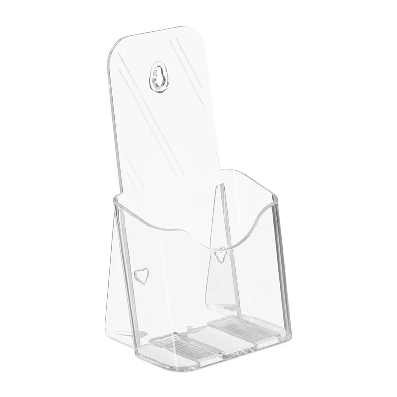 Relaxdays Flyer Holder, DIN Long, 1 Slot, Stand & Hang, Acrylic, Wall Display, Leaflet Stand, 20x11x8.5 cm, Transparent