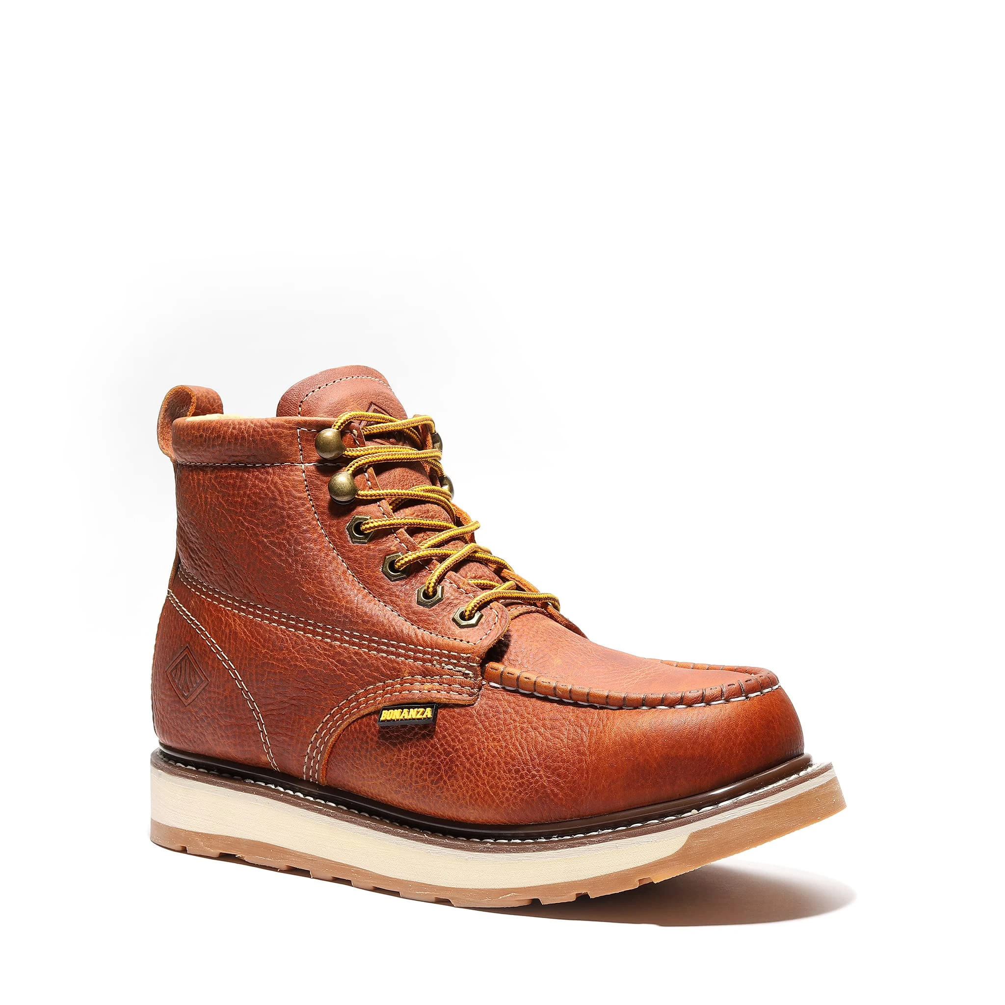 Bonanza Boots | FRONTIER 6" Moc Toe Dual Density Wedge Work Boot, Light Brown, 13