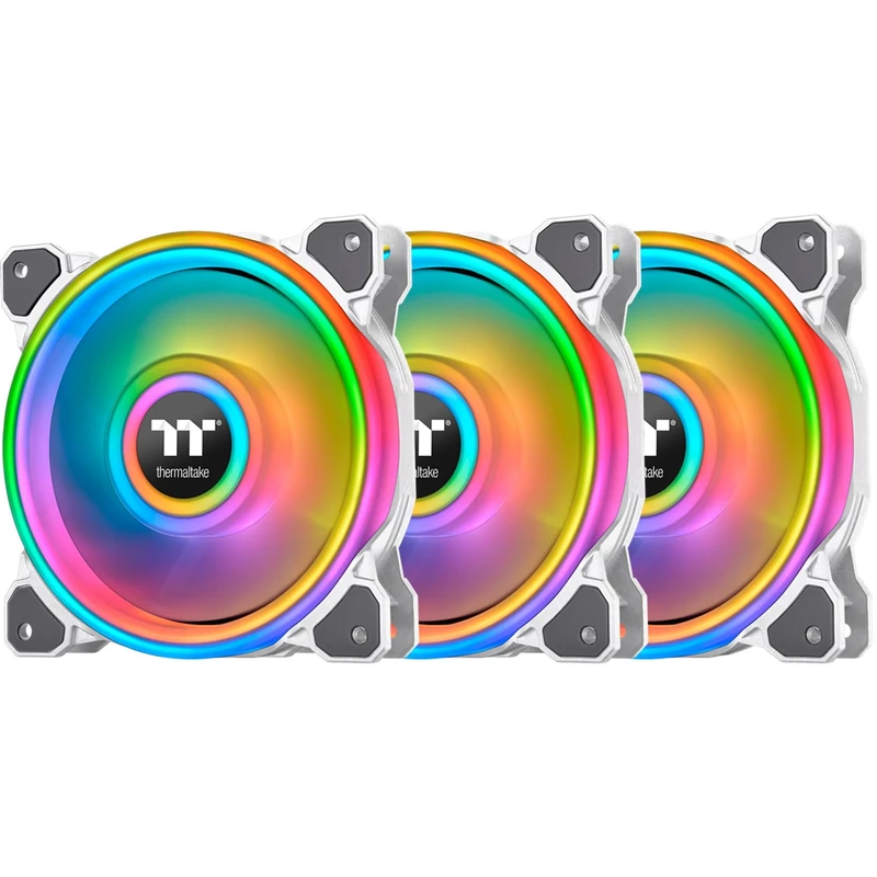 Thermaltake Riing Quad 12 RGB Radiator Fan / 3 Pack With Controller/Low Noise - PWM Case Fan / 54 LED/NeonMaker Supported - White