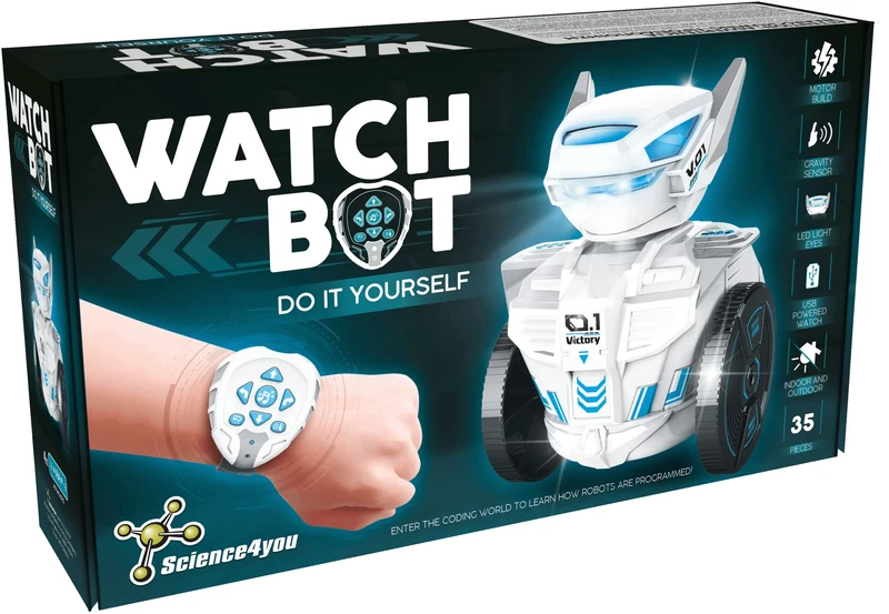 Science4you Watchbot, Mini Remote Control Programmable Robot for Kids 8+ Years - DIY 35 pieces Interactive Robot Building Kit - Controlled by Watch and Gestures - STEM Educational Toy for Kids Age 8-14