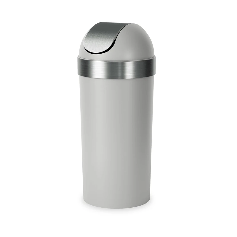 Umbra Venti 16-Gallon Swing Top Kitchen Trash Can – Large, 35-inch Tall Garbage Can for Indoor, Outdoor or Commercial Use, Grey/Steel - Image 1