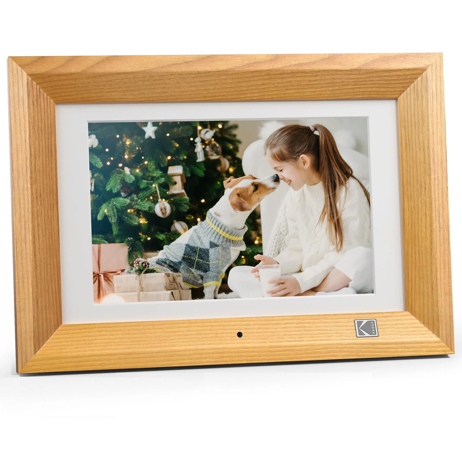 KODAK Digital Photo Frame 10 Inch No WiFi Digital Picture Frame with Remote Control, Wood Electronic Frame with 8GB Storage, 1280*800 High Resolution IPS Display Images/Videos, Automatic Switch On/Off