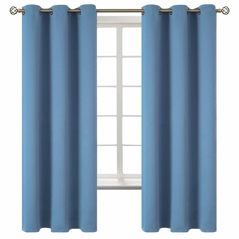 BGment Blackout Curtains for Bedroom - Grommet Thermal Insulated Room Darkening Curtains for Living Room, Set of 2 Panels (42 x 63 Inch, Faded Denim)