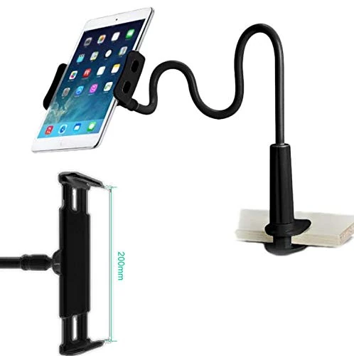 GVEFIVME Gooseneck Tablet Holder, Universal Tablet Stand : 360 Flexible Lazy Arm Holder Clamp Mount Bracket Bed for 4.7~10.5" Pad Air Pro mini,Tablet, Phone, more Devices (Black) 1