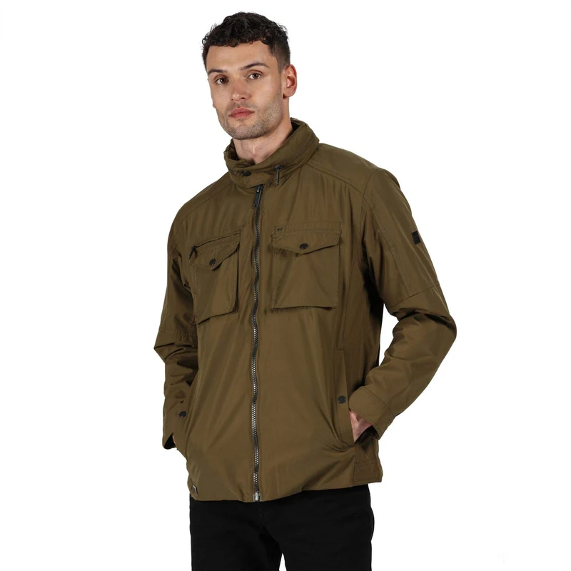 Regatta Elmore Men's Waterproof Breathable Jacket with Concealed Hood and Multiple Button Pockets Jackets Waterproof Shell