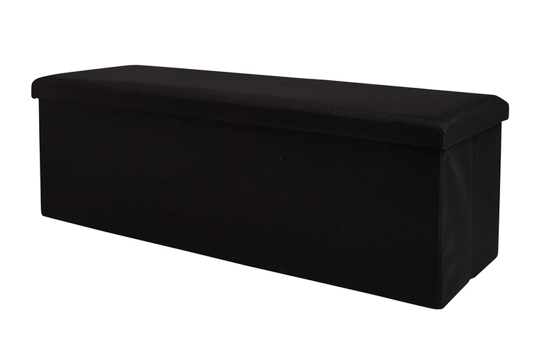 Zuvo Ottoman Storage Box - 110 x 38 x 38 cm - Foldable Fabric Stool Chair | Ottoman pouffe Chairs for Holds up to 300 kg, for Bedroom, Hallway, Living Room - Black