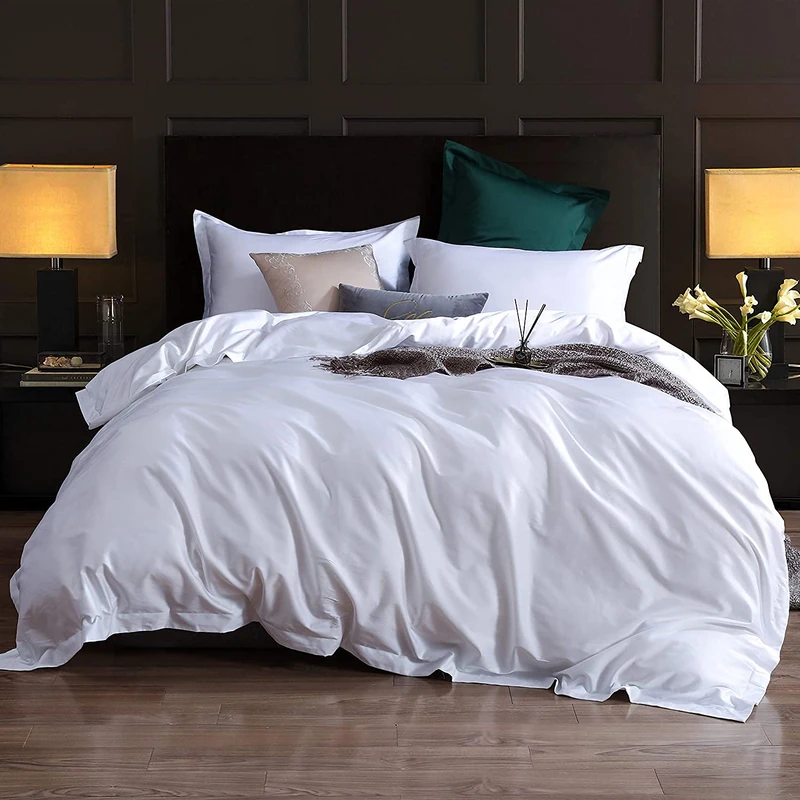 Minor Monkey King Duvet Cover 1000 Thread Count 100% Egyptian Cotton Sateen Weave Long Staple White Quilt Cover 3 PC Bedding Set - Comforter Cover & 2 Pillow Shams with Zipper Closure
