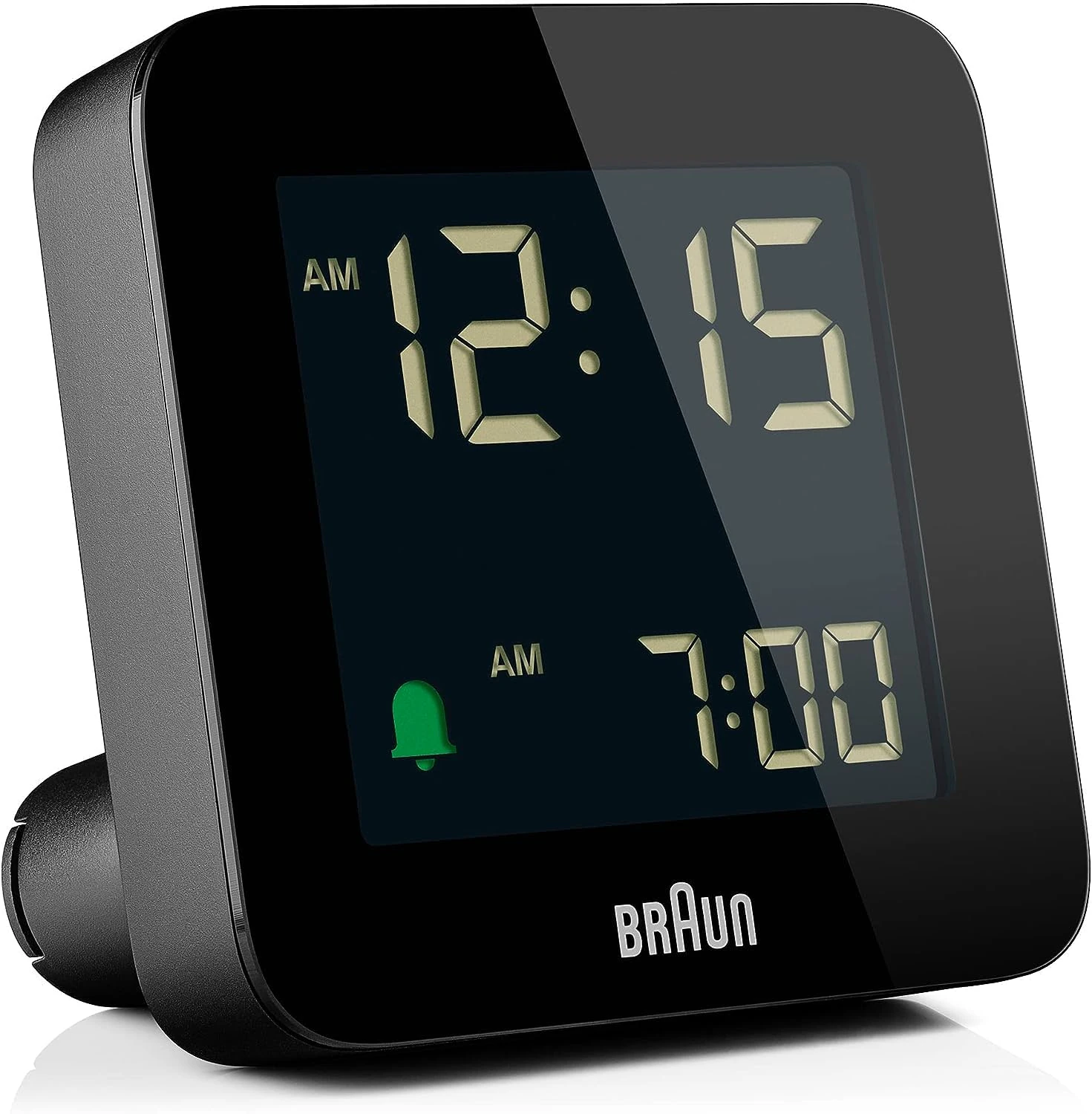 Braun Digital Alarm Clock with Snooze, negative LCD Display, Quick Set, Crescendo Beep Alarm in Black, model BC09B