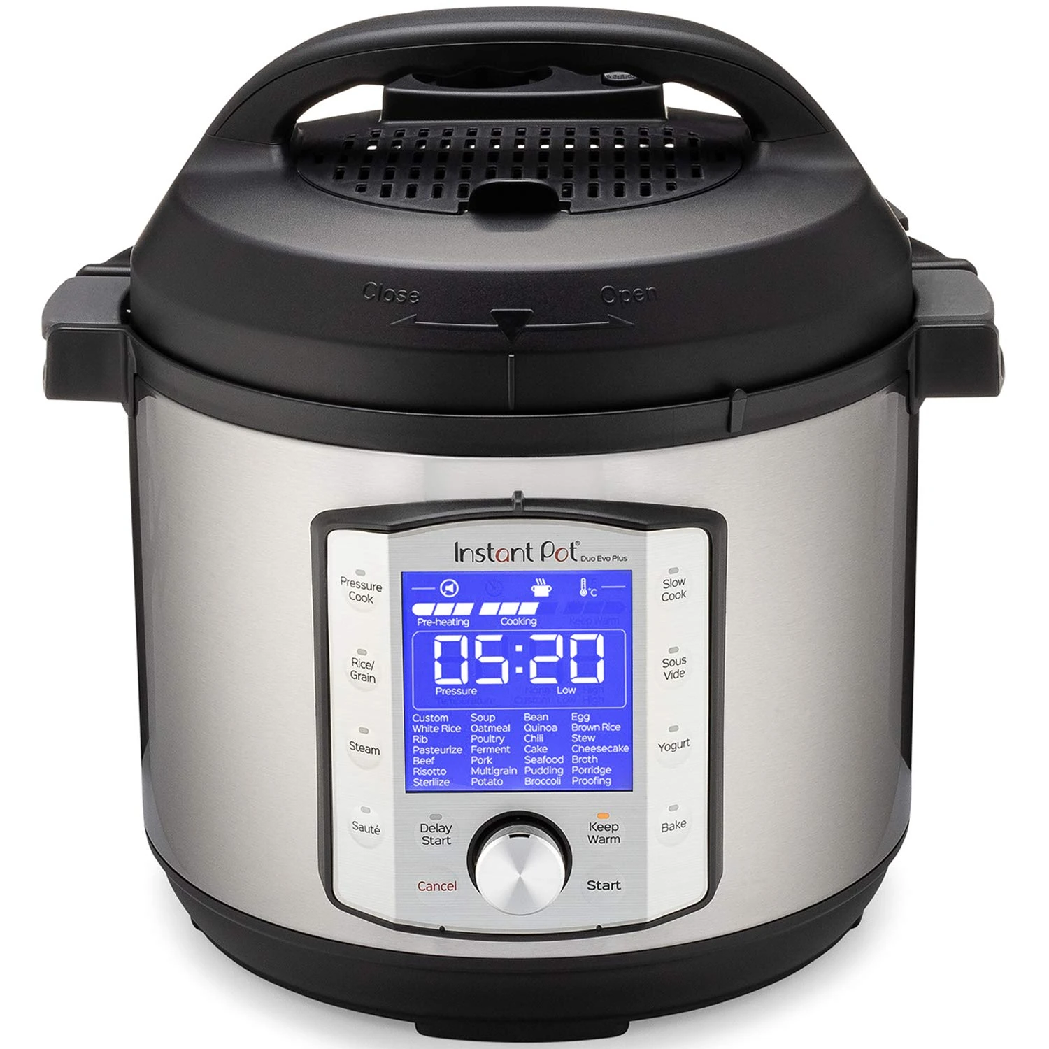 Instant Pot DUO EVO PLUS 5.7L Electric Pressure Cooker. 10 functions in 1: Sterilizer, Slow Cooker, Rice Cooker, Grain Maker, Steamer, Sauté, Yogurt Maker, Sous Vide, Bake and Pressure Cook