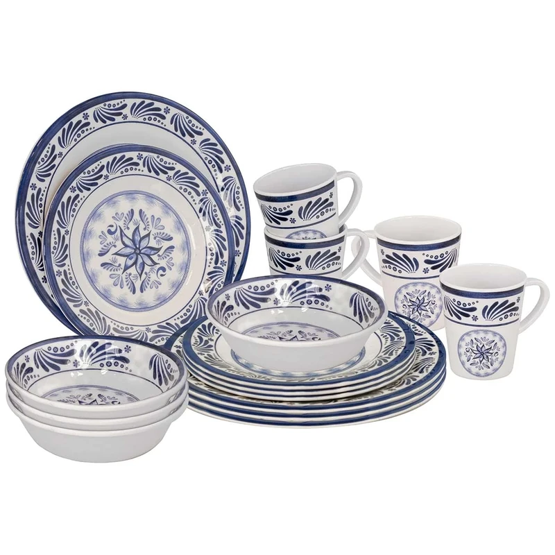 Bo-Camp - Tableware - 100% Melamine - 16 pieces - Old Dutch - Blue