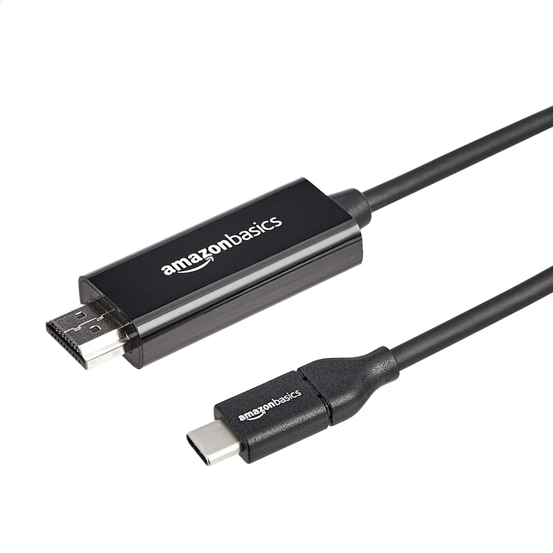 Amazon Basics USB-C (Source) to HDMI (Display) Cable Adapter (Thunderbolt 3 Compatible) 4K@30Hz, 1.82 m, Black