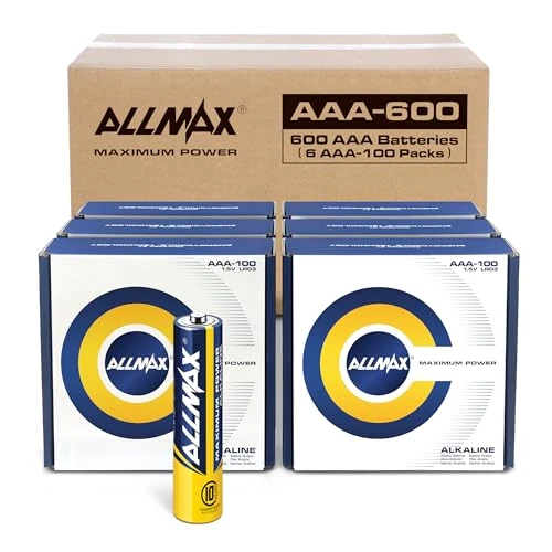 Allmax AAA(LR03) Maximum Power Alkaline Triple A Batteries (600 Count Wholesale Pack / 6 Boxes of 100) – Ultra Long-Lasting, Leakproof Design, 10-Year Shelf Life, Maximum Performance (1.5V)