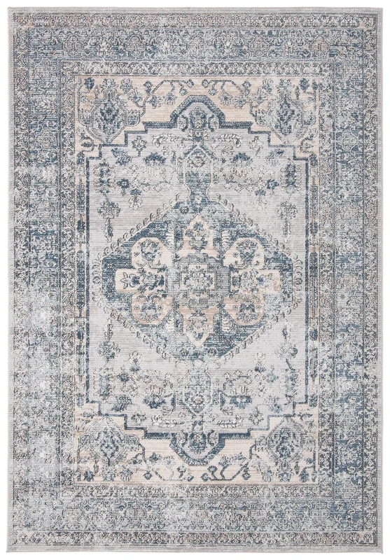 Safavieh Classic Indoor Woven Rectangle Area Rug, Oregon Collection, ORE877, in Light Blue / Ivory, 183 X 274 cm for Living Room, Bedroom or Any Indoor Space