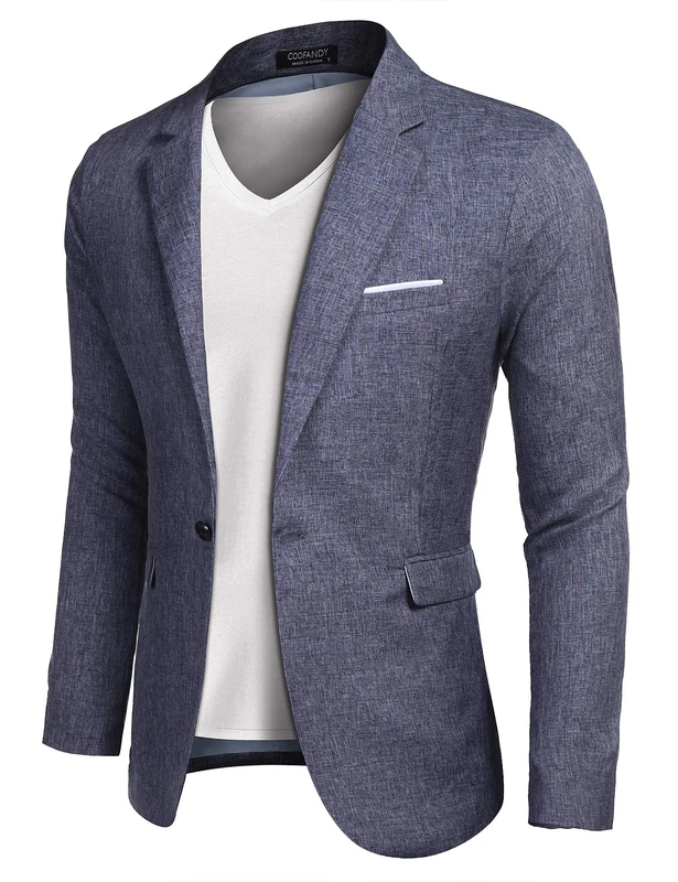 COOFANDY Men's Casual Suit Blazer Jackets Lightweight Sports Coats One Button, 1 - Blue, S