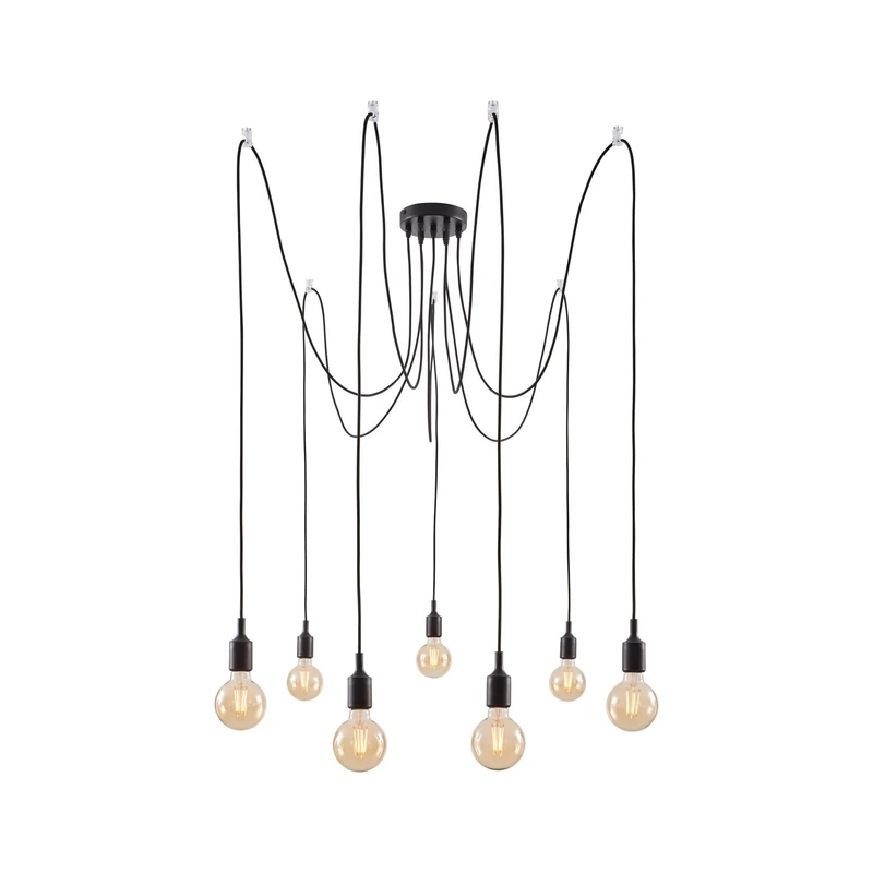 Paulmann 50390 Ketil Neordic Pendant luminaire 7-lamp Sputnik max. 7x20 watts Pendant lamp Black Ceiling lamp Silicone, Metal Pendant luminaire E27