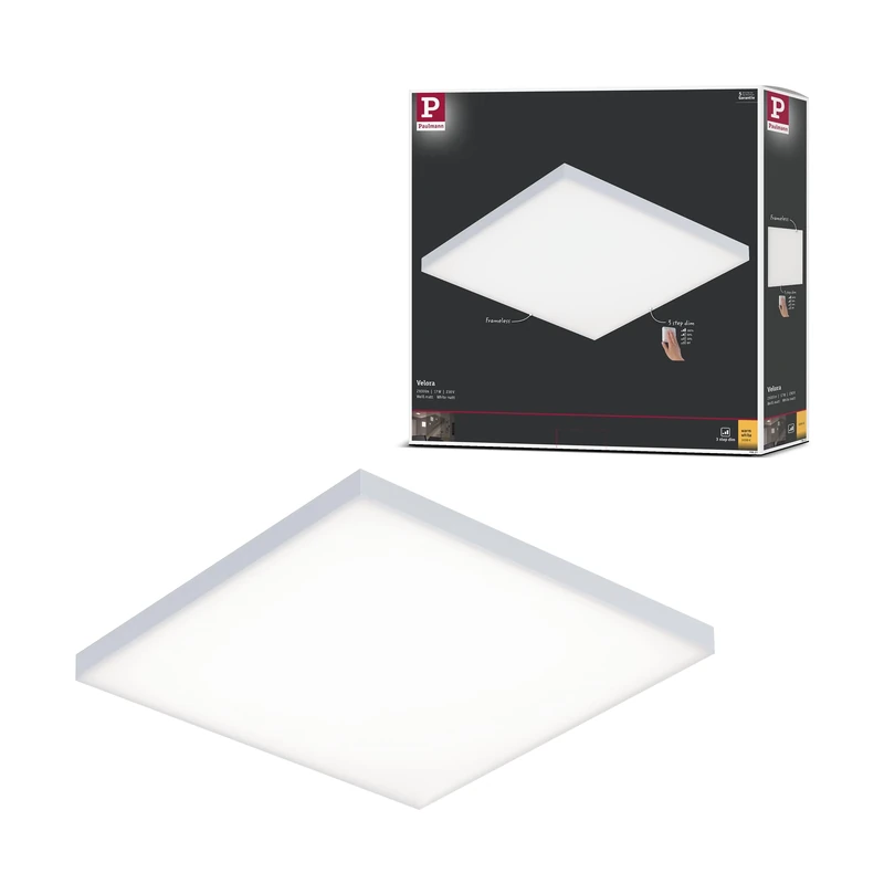 Paulmann 79821 Velora LED Panel Rectangular incl. 1x17 watt Ceiling lamp White matt Light Panel Metal Ceiling Light 3000 K