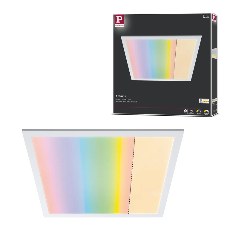 Paulmann 79809 LED Panel Amaris 595x295mm RGBW Smart Home Zigbee rect. incl. 1x35w dim. ceil. lum. matt white ceil. lamp metal living room lamp 2700K