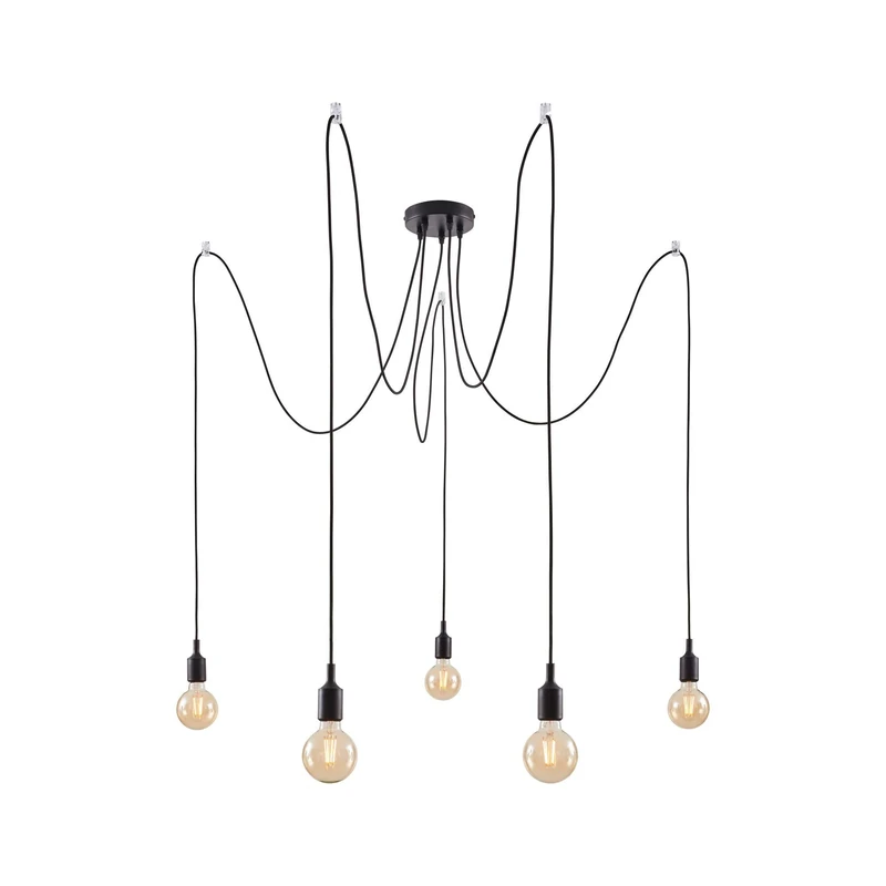 Paulmann 50389 Ketil Neordic Pendant luminaire 5-lamp Sputnik max. 5x20 watts Pendant lamp Black Ceiling lamp Silicone, Metal Pendant luminaire E27