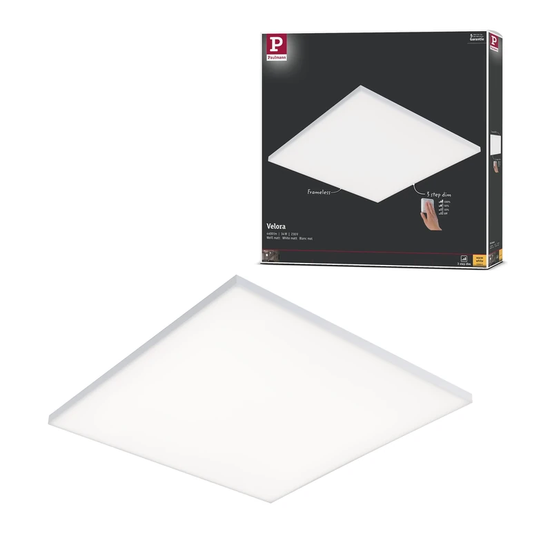 Paulmann 79822 Velora LED Panel Rectangular incl. 1x34 watt Ceiling lamp White matt Light Panel Metal Ceiling Light 3000 K