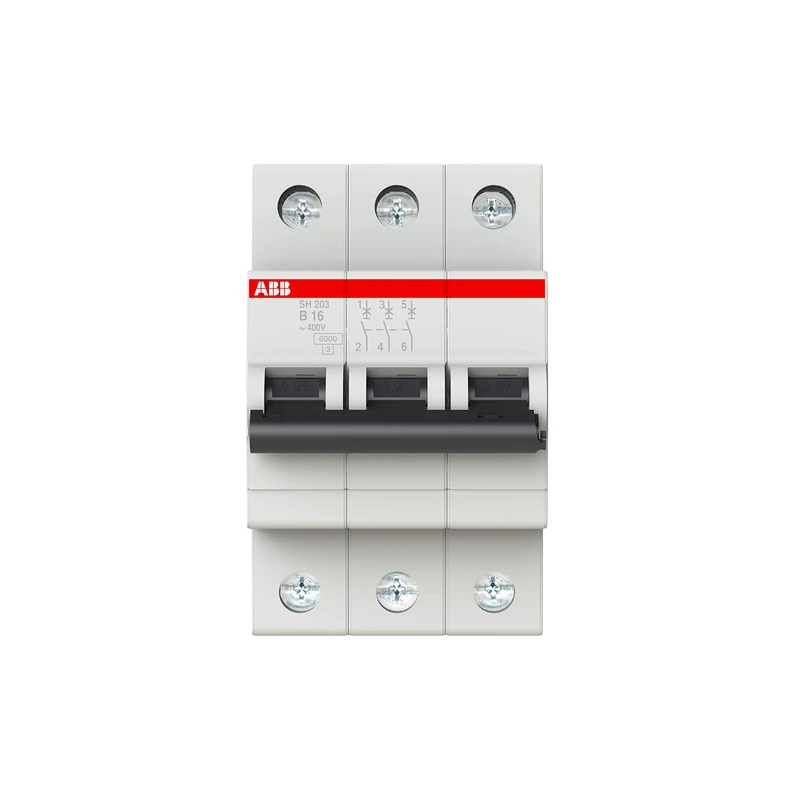 ABB SH203-B16 Miniature Circuit Breaker, 3 Pole, 16 Amp (ABB2CDS213001R0165)