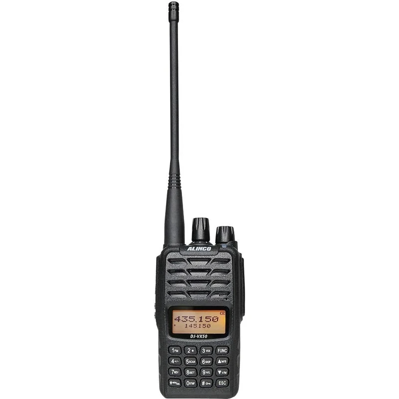 Portable VHF/UHF radio station Alinco DJ-VX-50-HE, Dualband, Multicolor Display, VOX, DTMF, CTCSS-DCS, FM Radio, IP67 waterproof