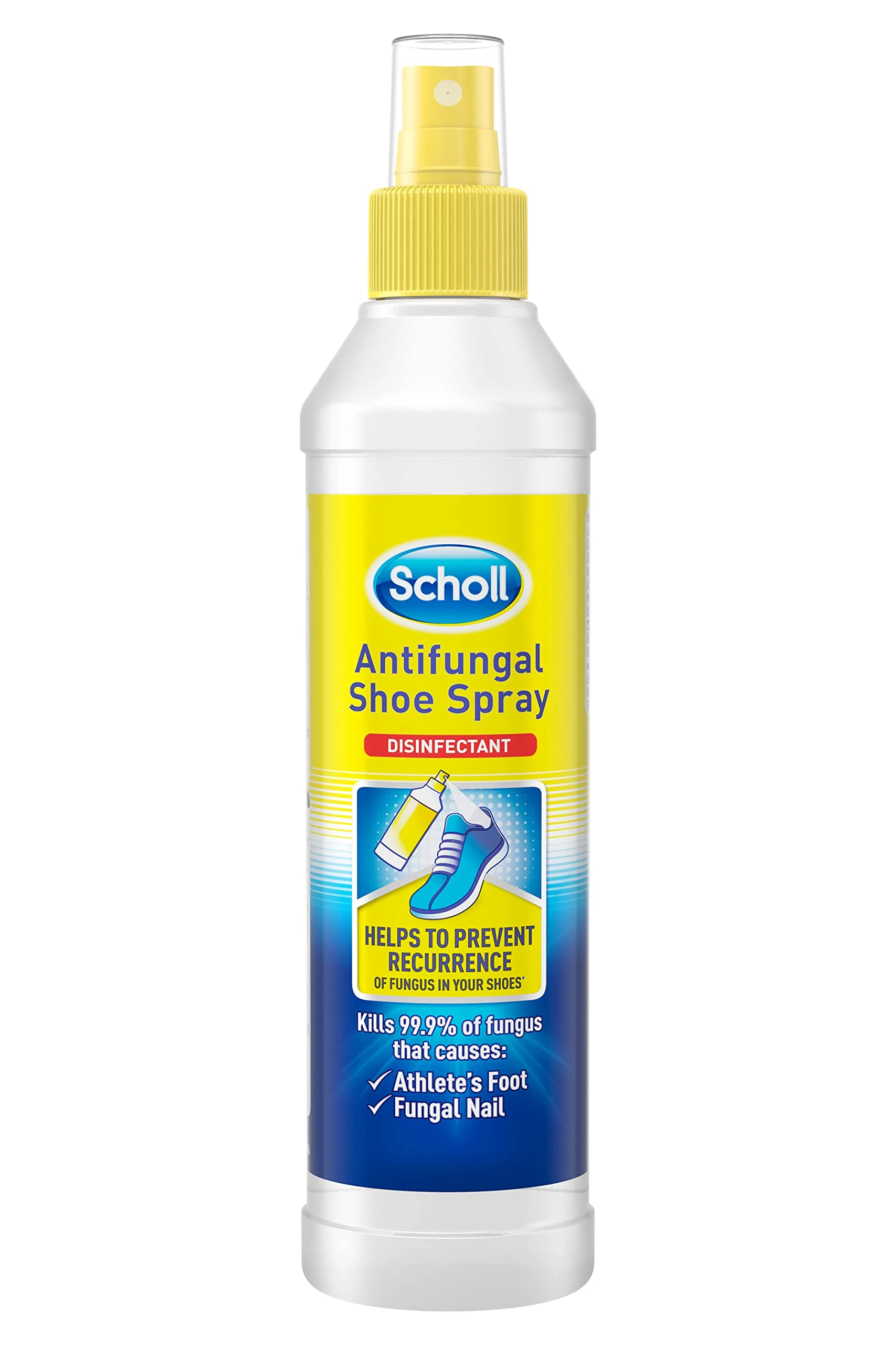 Scholl Shoe Spray Antifungal Disinfectant, 250ml - Kills 99.9% of Fungal Nail & Athlete's Foot Causing Fungi, & Odour Causing Bacteria, Pack of 1